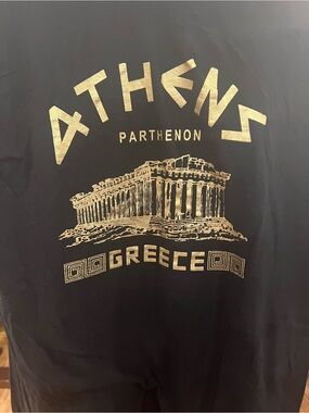 Athens Parthenon Greece Short Sleeve Tee - Black with Gold Print